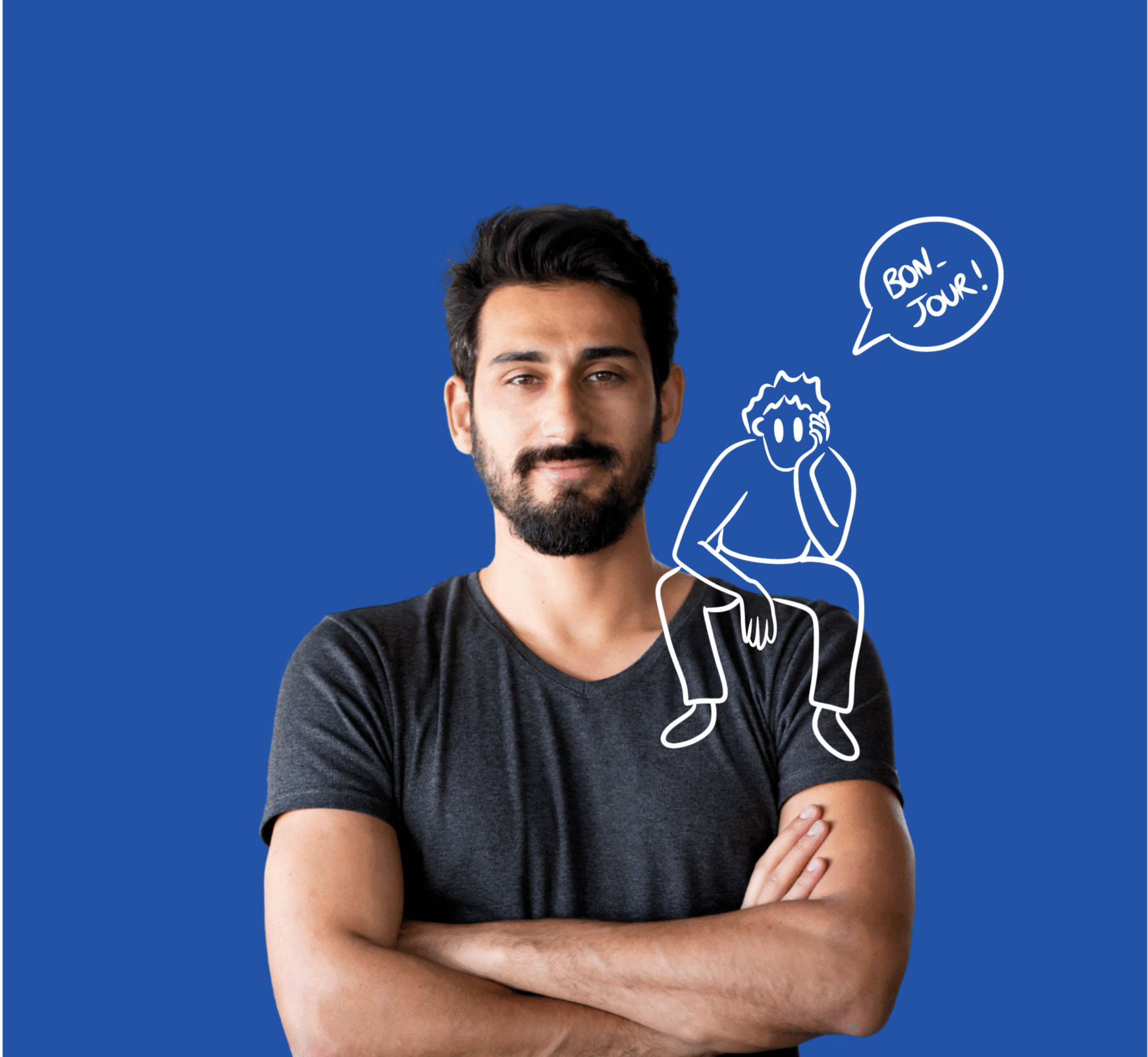 Portraits souriants avec illustrations minimalistes