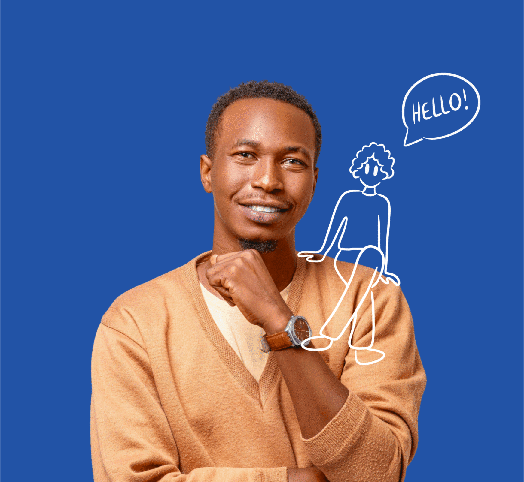 Portraits souriants avec illustrations minimalistes